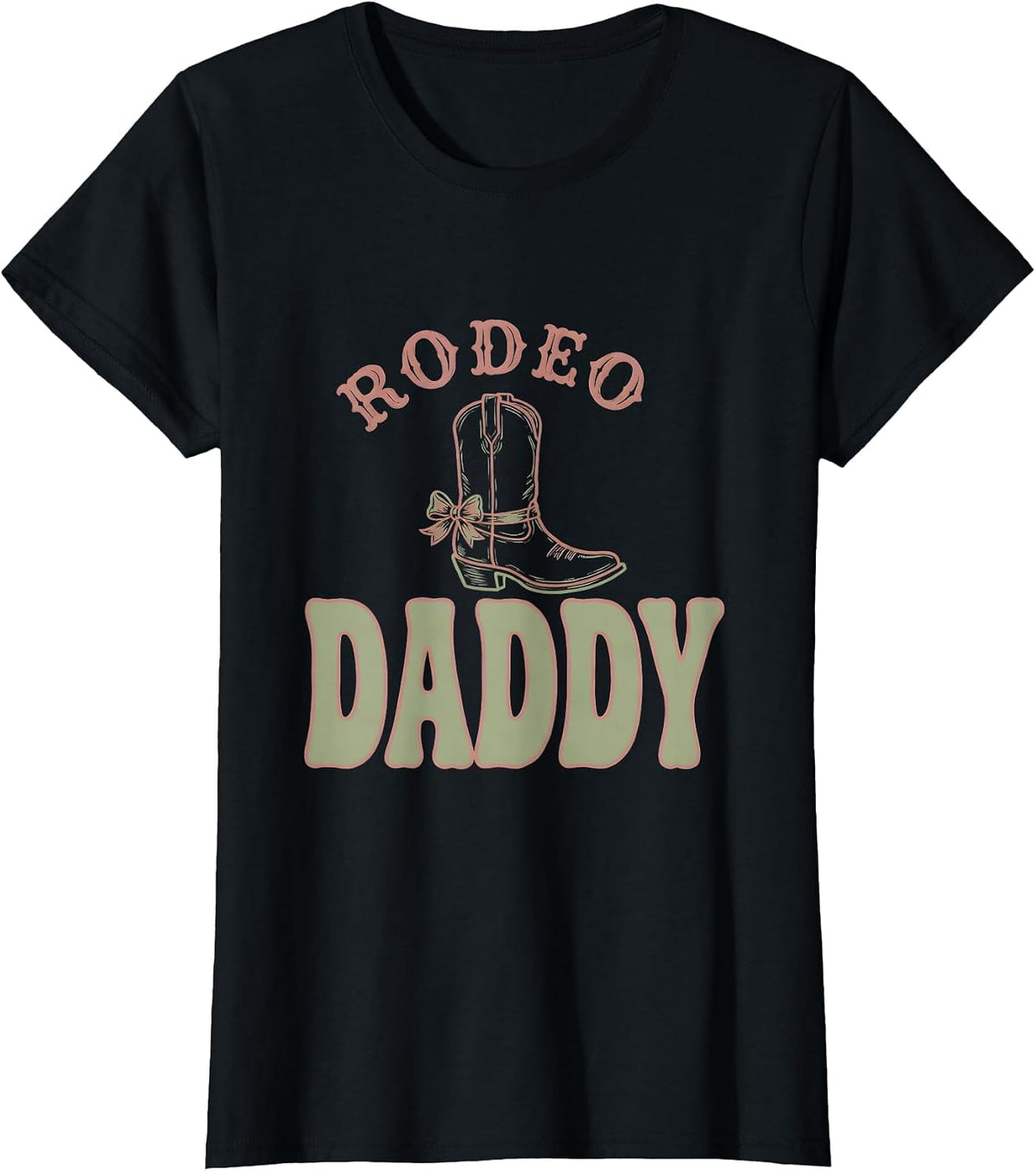 Women's Rodeo Daddy Boho Typography Cowgirl Birthday Party Family T-Shirt - Black