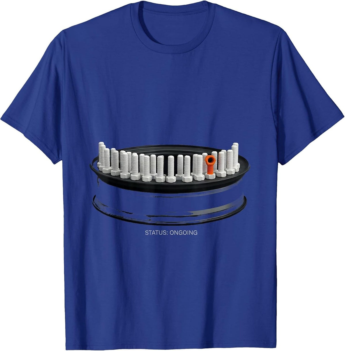 Status: Ongoing Funny Car Guy Mechanic Garage Humor T-Shirt - Royal Blue