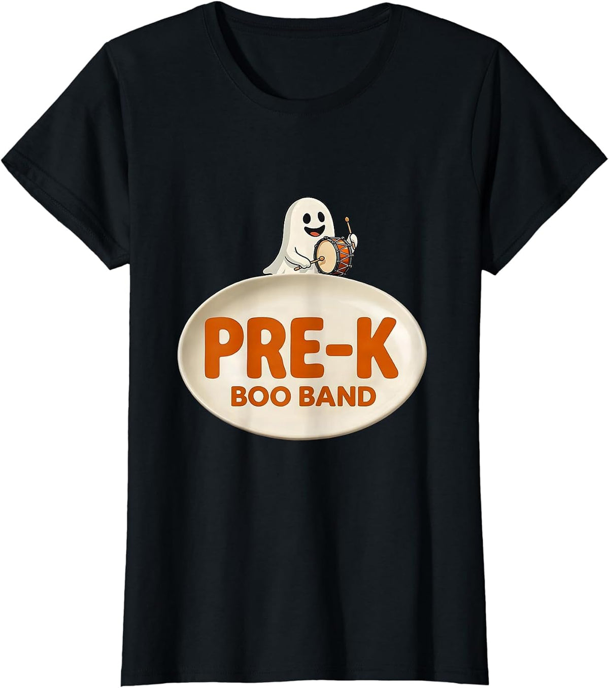 Women's Pre-K Boo Band Cute Playful Halloween Teacher Preschool T-Shirt - Black