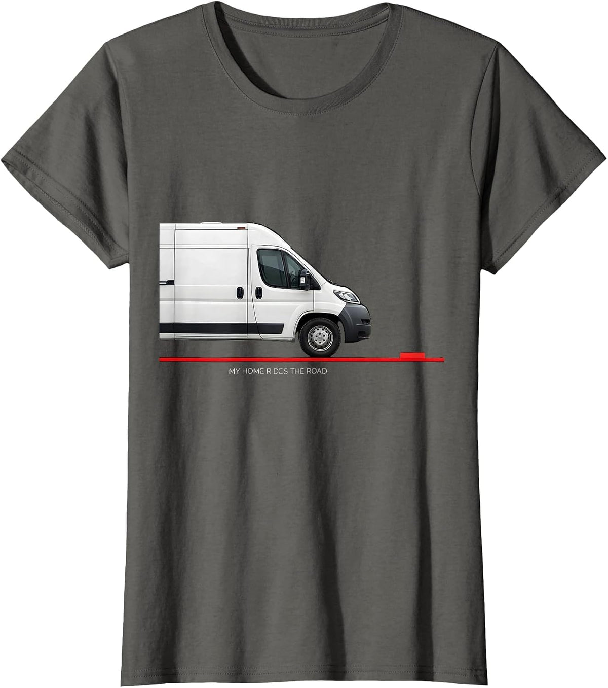 Women's My Home Rides The Road Retro Vintage Van Life Road Trip T-Shirt - Asphalt Grey