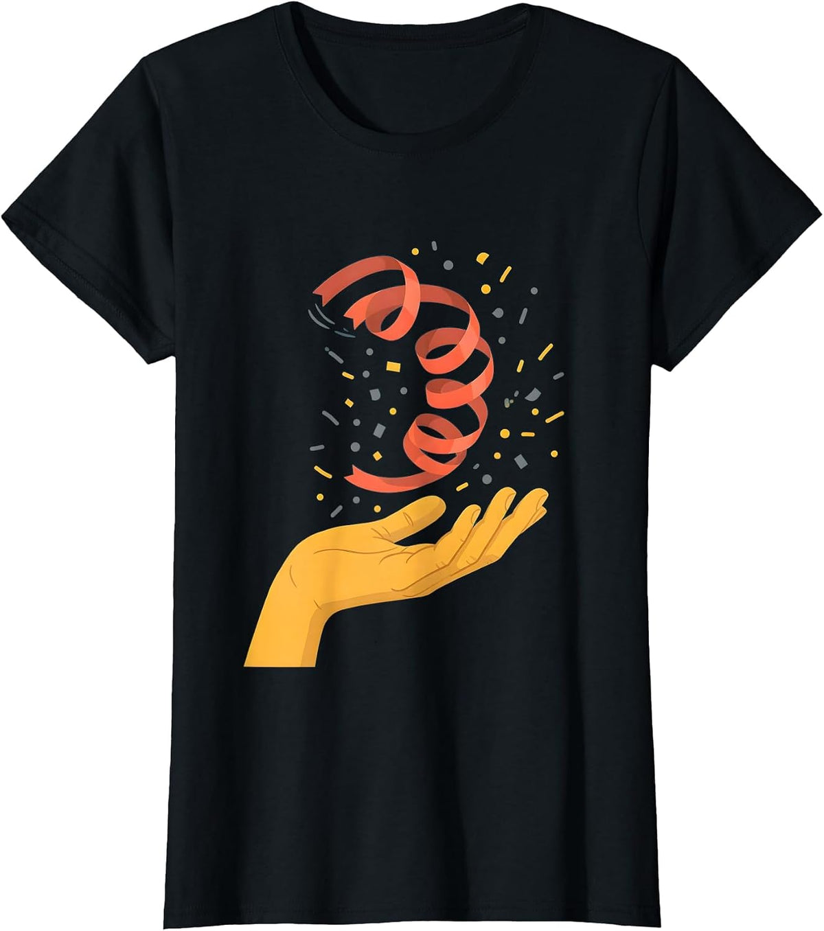 Women's Comma Confetti Streamer Funny Grammar Teacher Gift T-Shirt - Black
