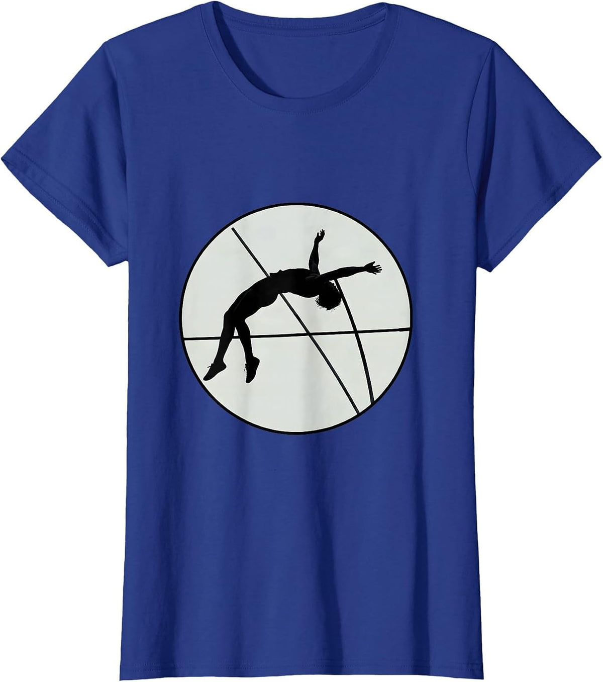 Women's Pole Vaulter Clearing Bar Stormy Sky Graphic T-Shirt - Royal Blue