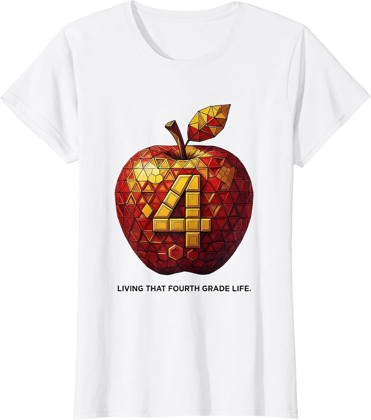 Women's Living That Fourth Grade Life Teacher Design T-Shirt - White