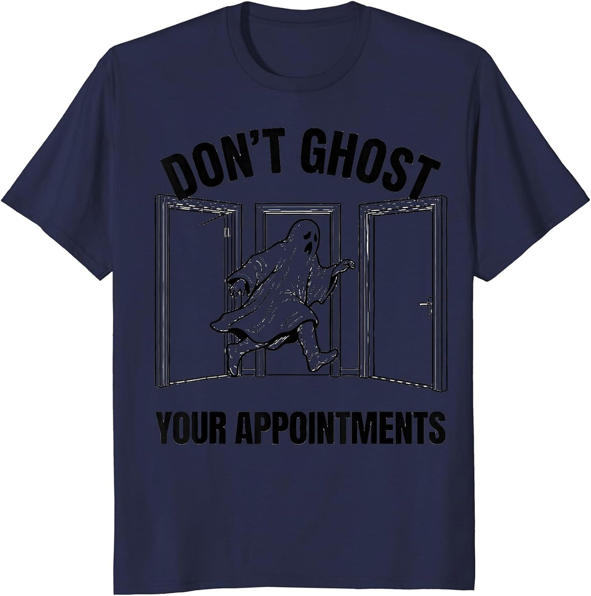 Don't Ghost Your Appointments Mental Health Halloween Ghost T-Shirt - Navy Blue