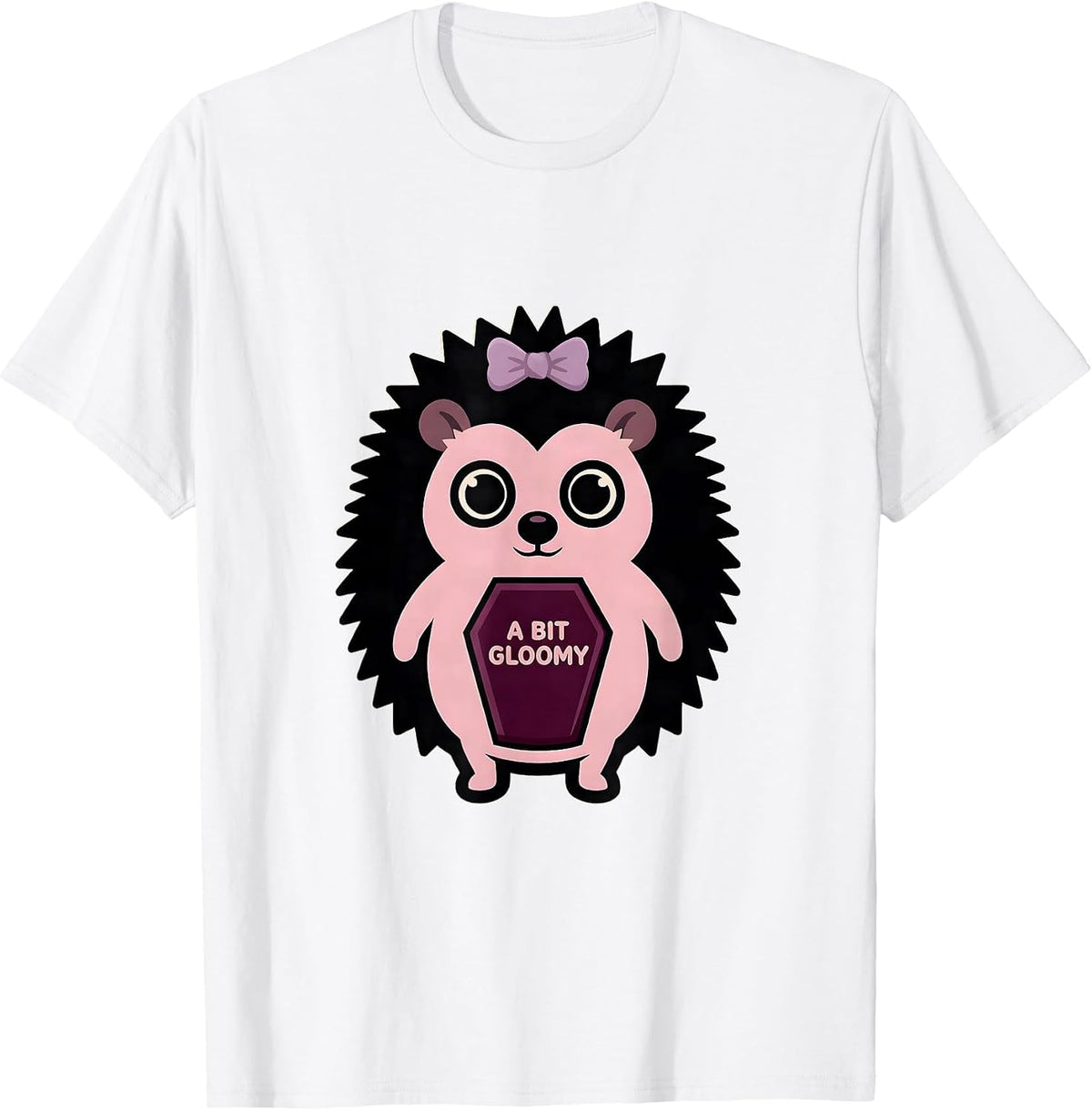 Men's A Bit Gloomy Pastel Goth Kawaii Creepy Cute Plush Hedgehog T-Shirt - White