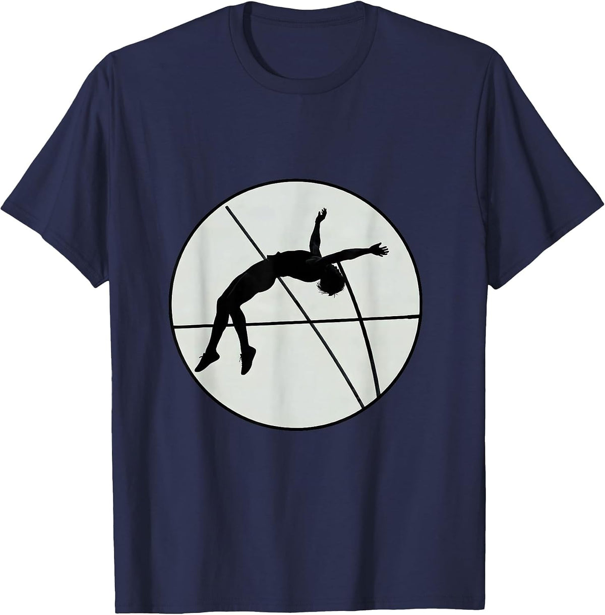 Men's Pole Vaulter Clearing Bar Stormy Sky Graphic T-Shirt - Navy Blue