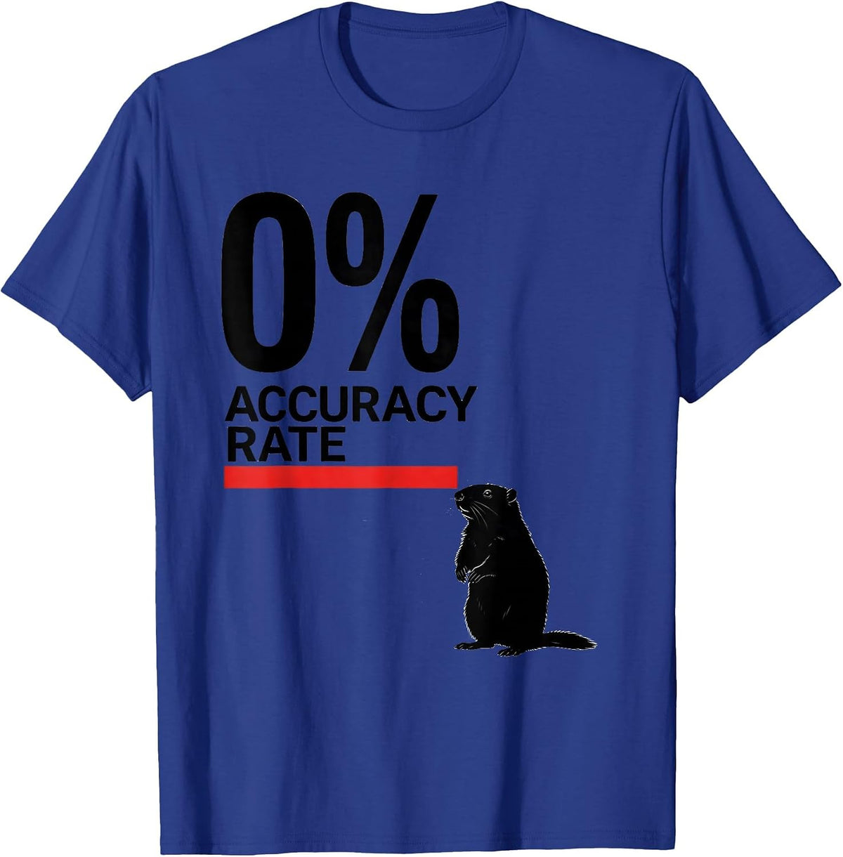 Zero Percent Accuracy Rate Funny Groundhog Day Humor T-Shirt - Royal Blue