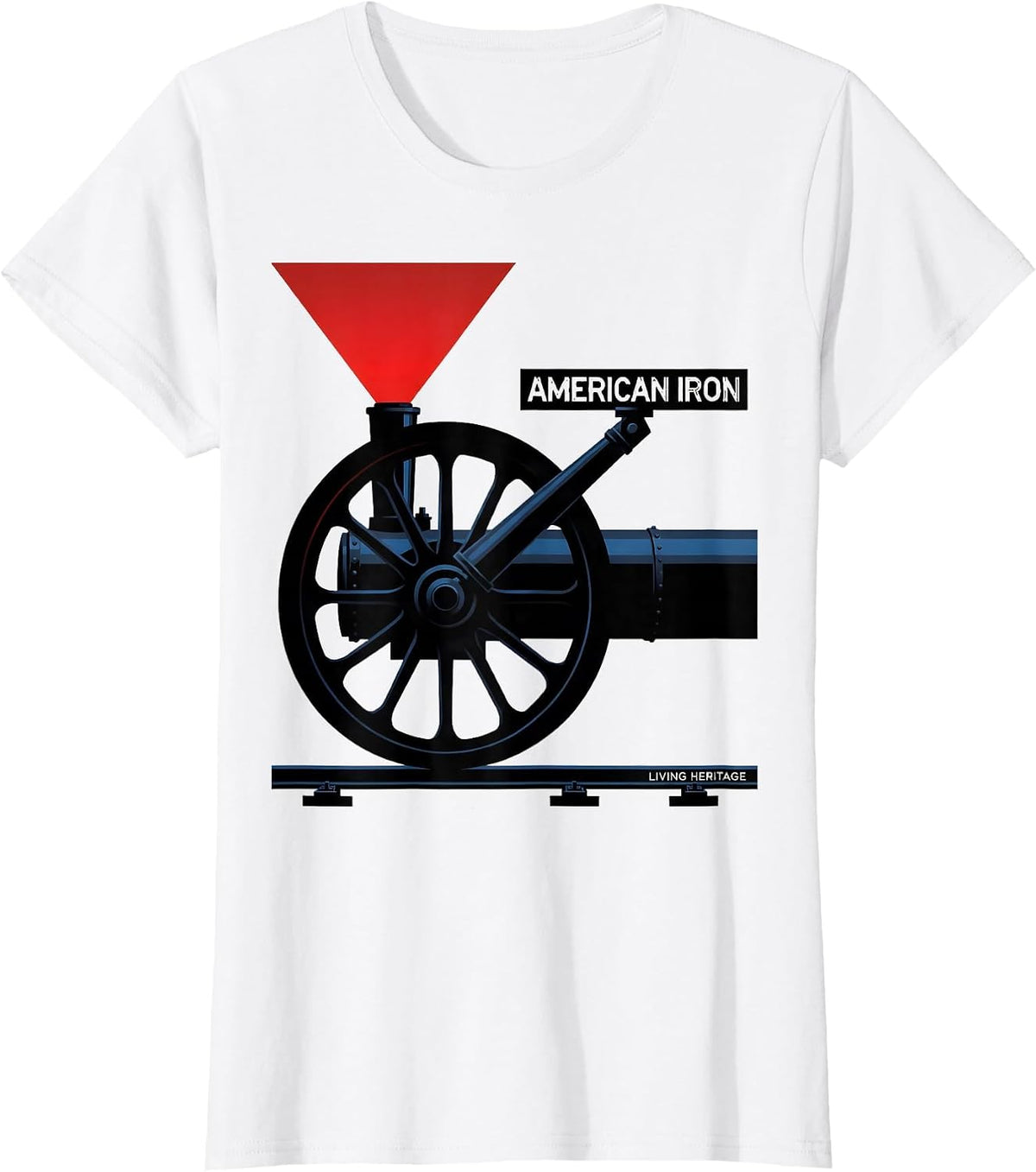 Women's American Iron Living Heritage Bauhaus Modernist Train T-Shirt - White