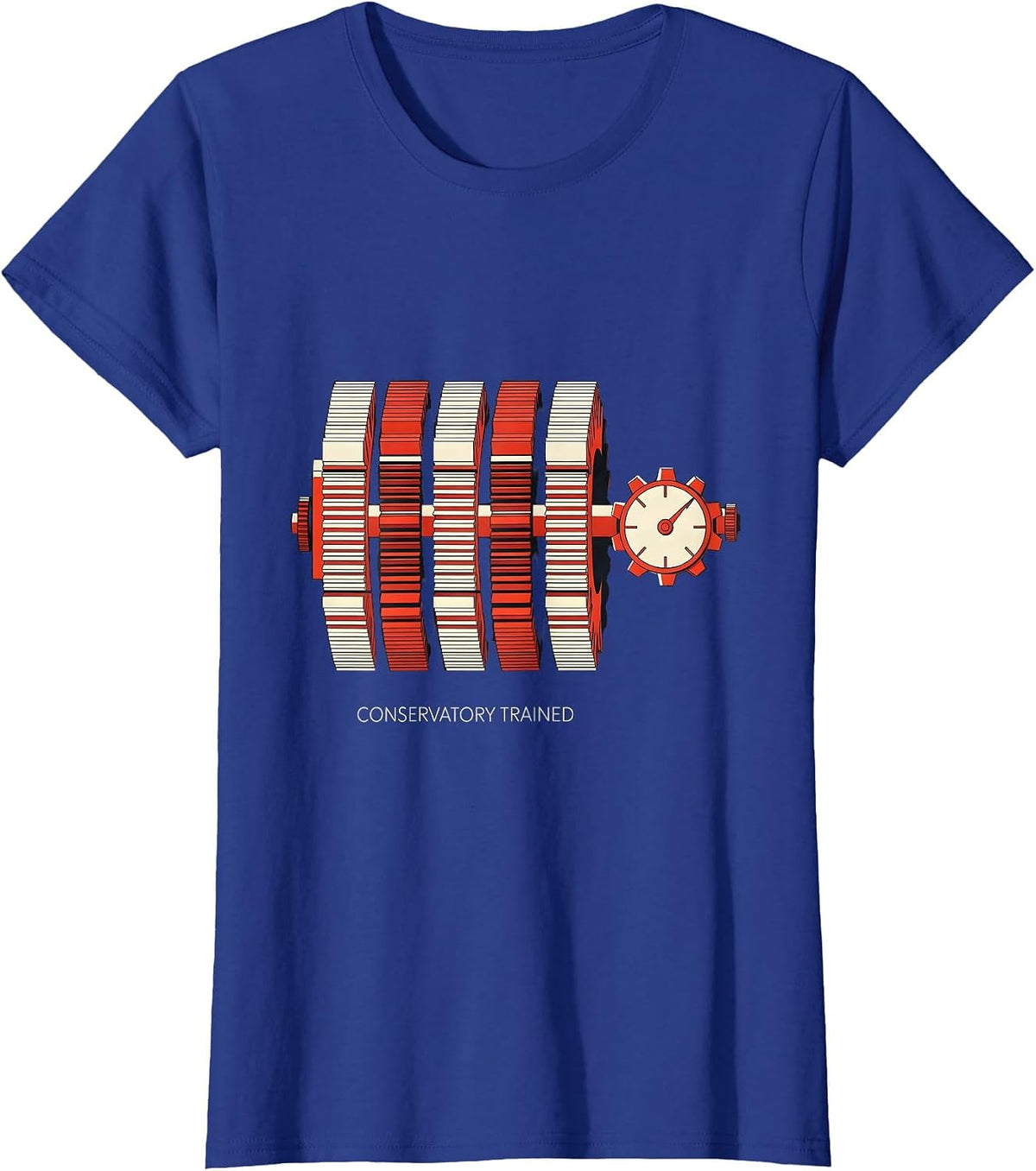 Women's Conservatory Trained Mechanical Analog Calculator Retro Tech T-Shirt - Royal Blue