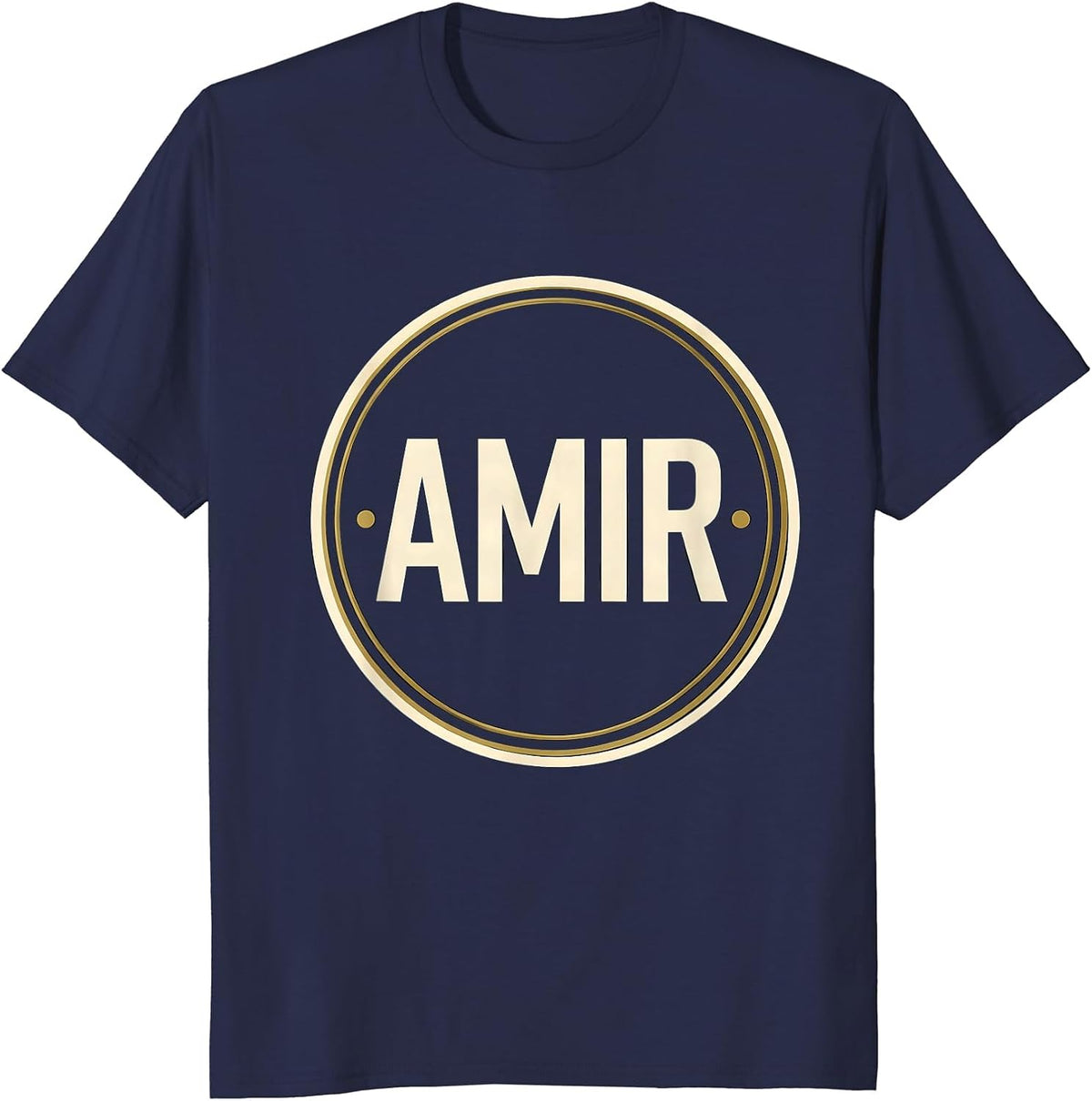 Men's AMIR Bold Typography Name Seal Van Life Traveler Gift T-Shirt - Navy Blue