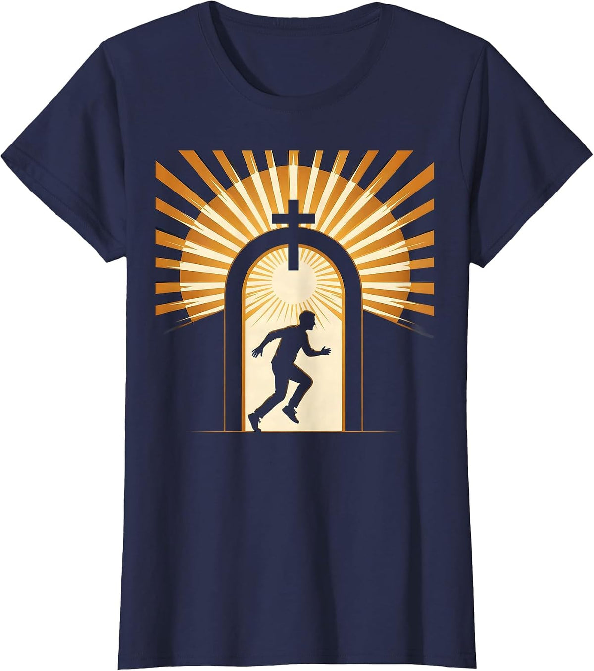 Women's Mental Health Walking Into Light Illustration T-Shirt - Navy Blue