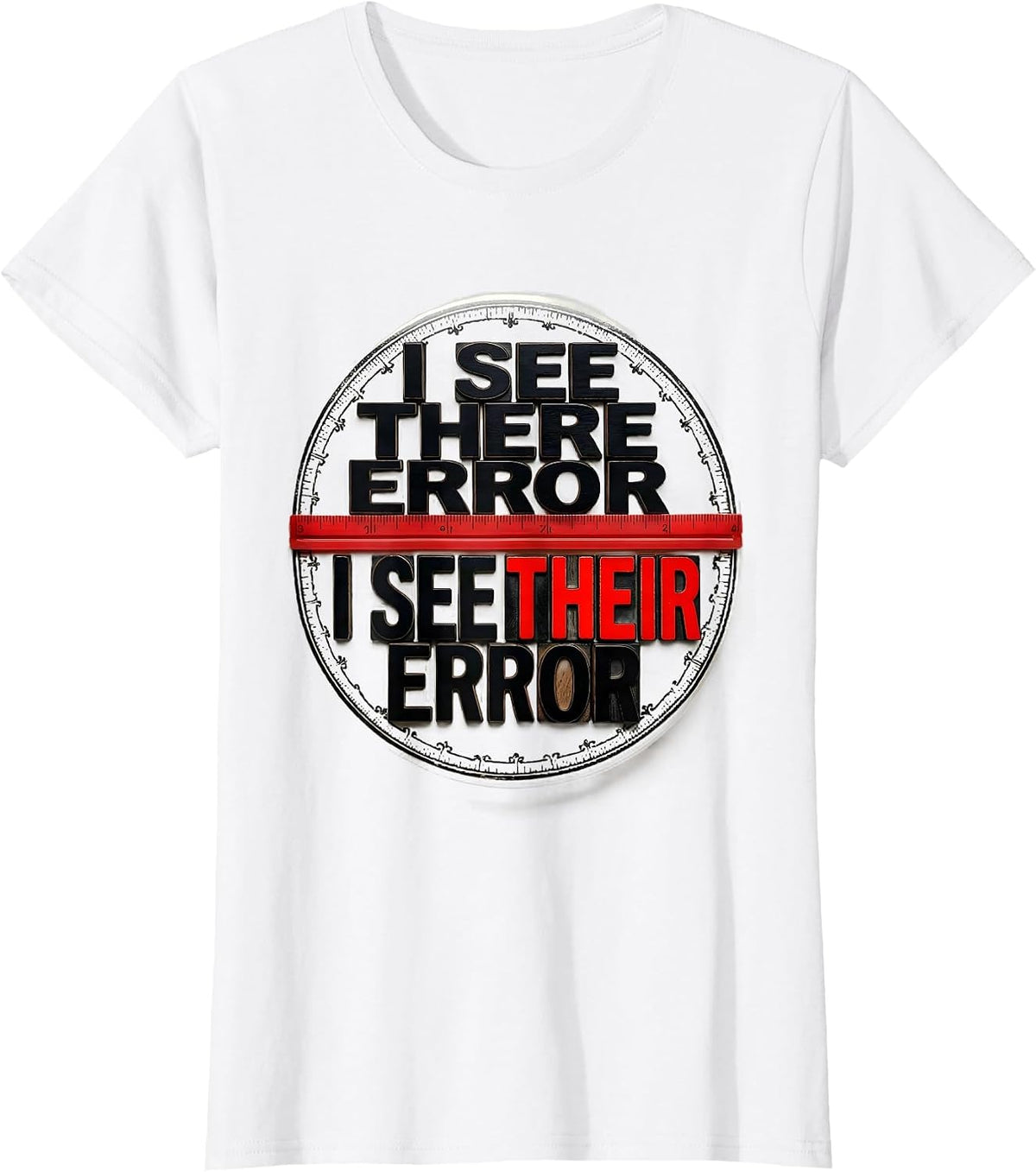 I See There Error I See Their Error Funny Grammar Teacher T-Shirt - White