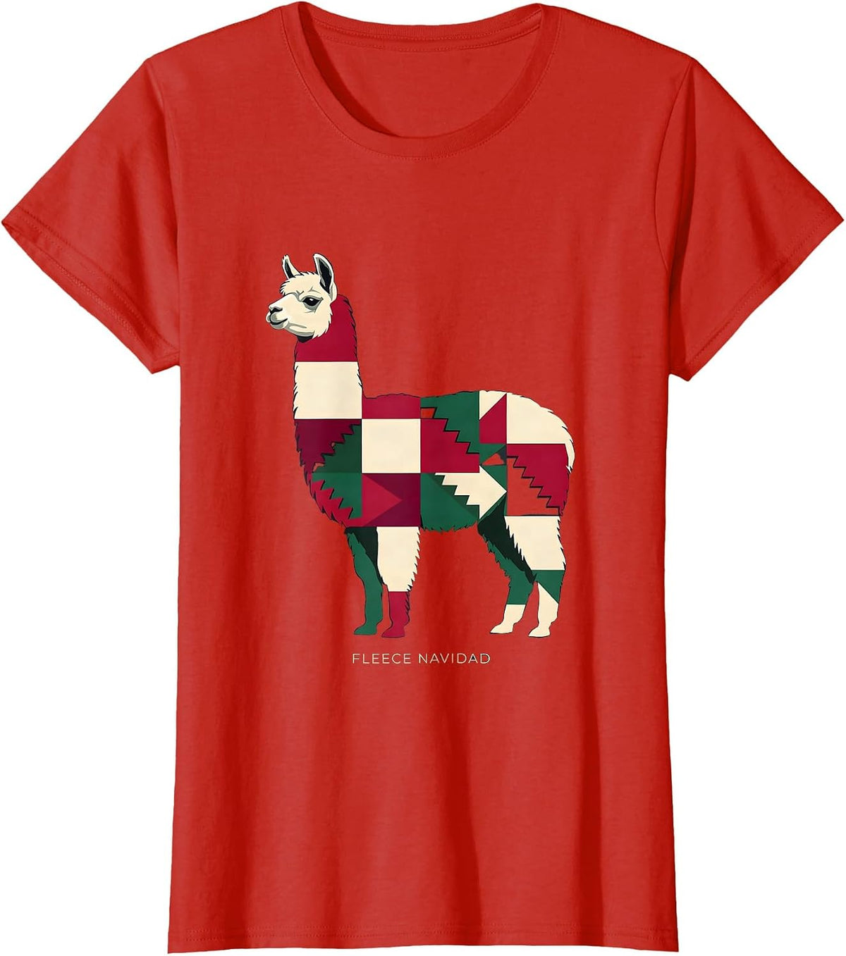 Fleece Navidad Funny Llama Christmas Animal Lover Gift T-Shirt - Red