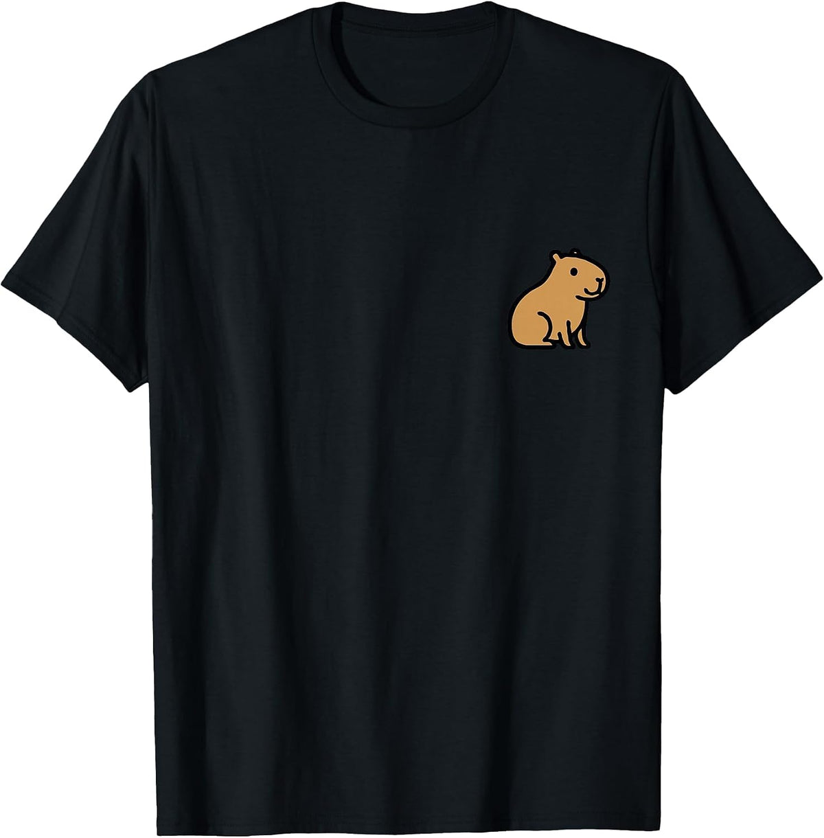 Capybara Minimalist Chest Emblem T-Shirt - Black