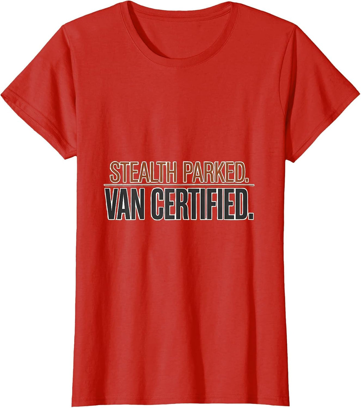 Women's Stealth Parked Van Certified Retro Van Life Nomads T-Shirt - Red