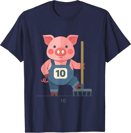 10 Flat Vector Pig Lover Halloween Costume Humor T-Shirt - Navy Blue