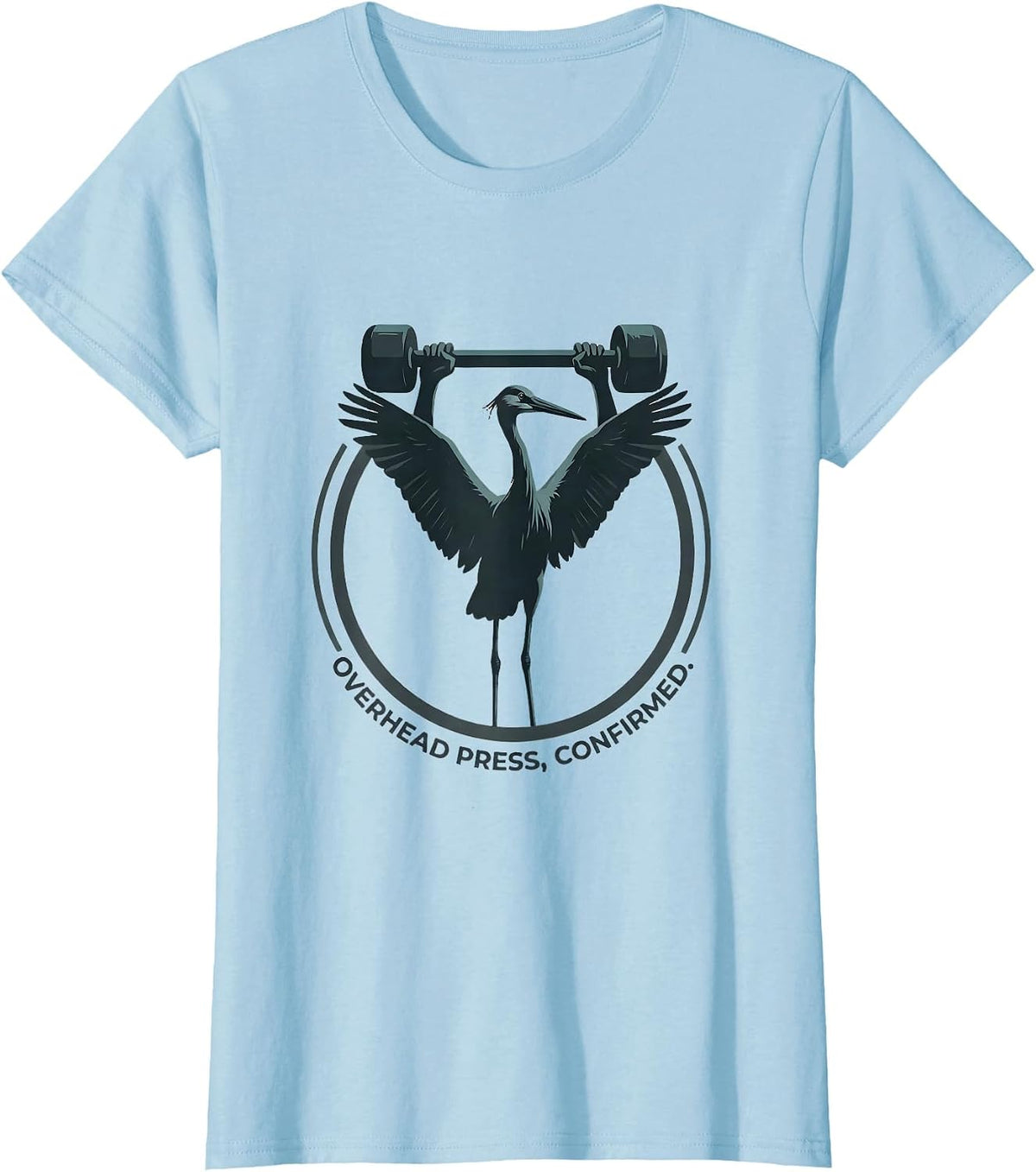 Women's Overhead Press Confirmed Funny Gym Workout Weightlifting T-Shirt - Baby Blue