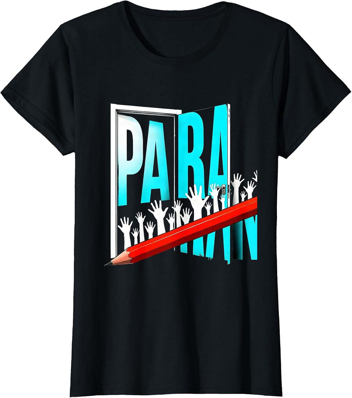 Para New Wave Typography School Paraprofessional T-Shirt - Black
