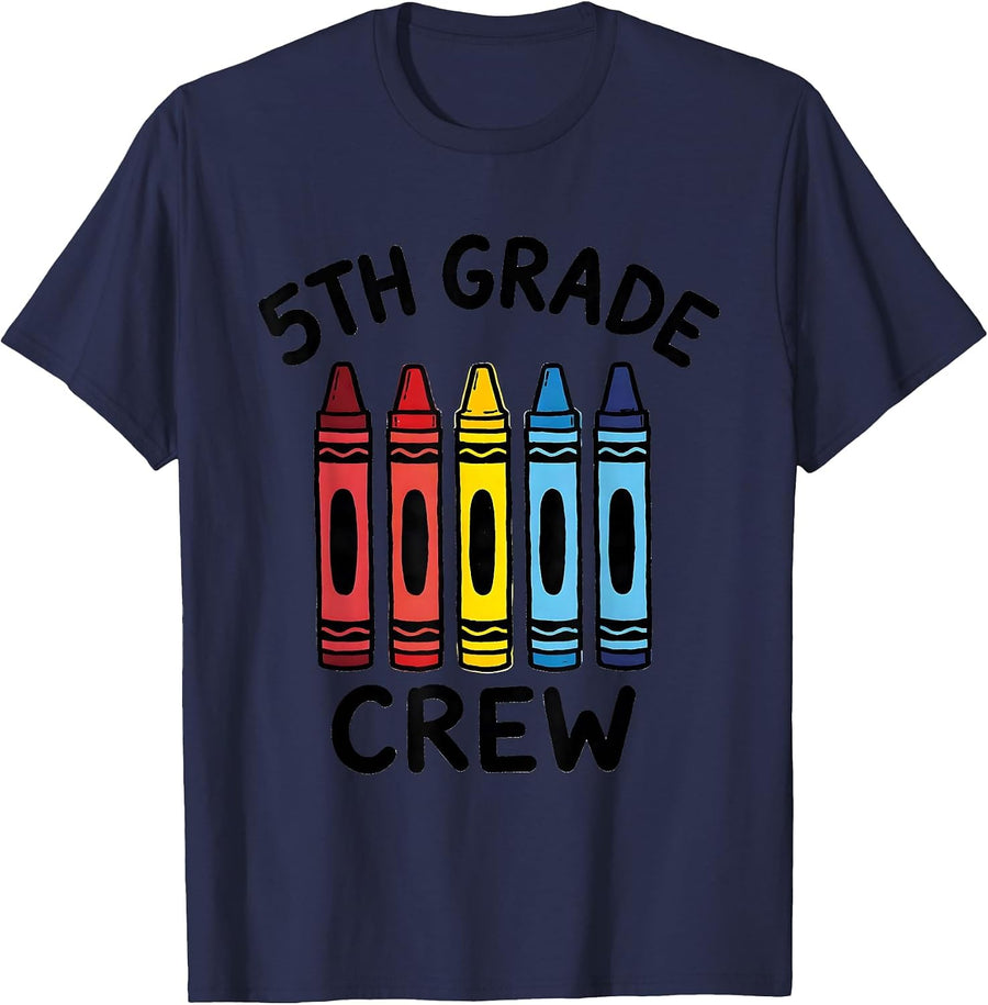 5th Grade Crew Funny Teacher Back To School Crew T-Shirt - Navy Blue