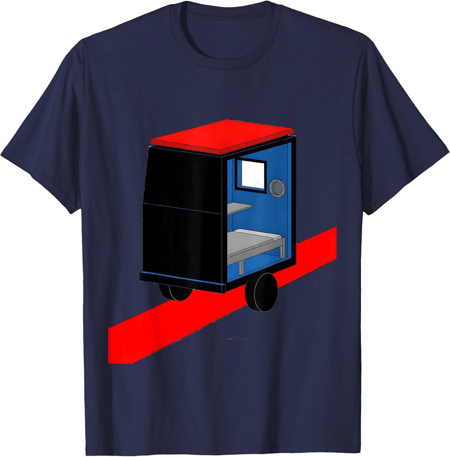Camper Van Cross-Section Bauhaus Modernist Van Life Dwellers T-Shirt - Navy Blue