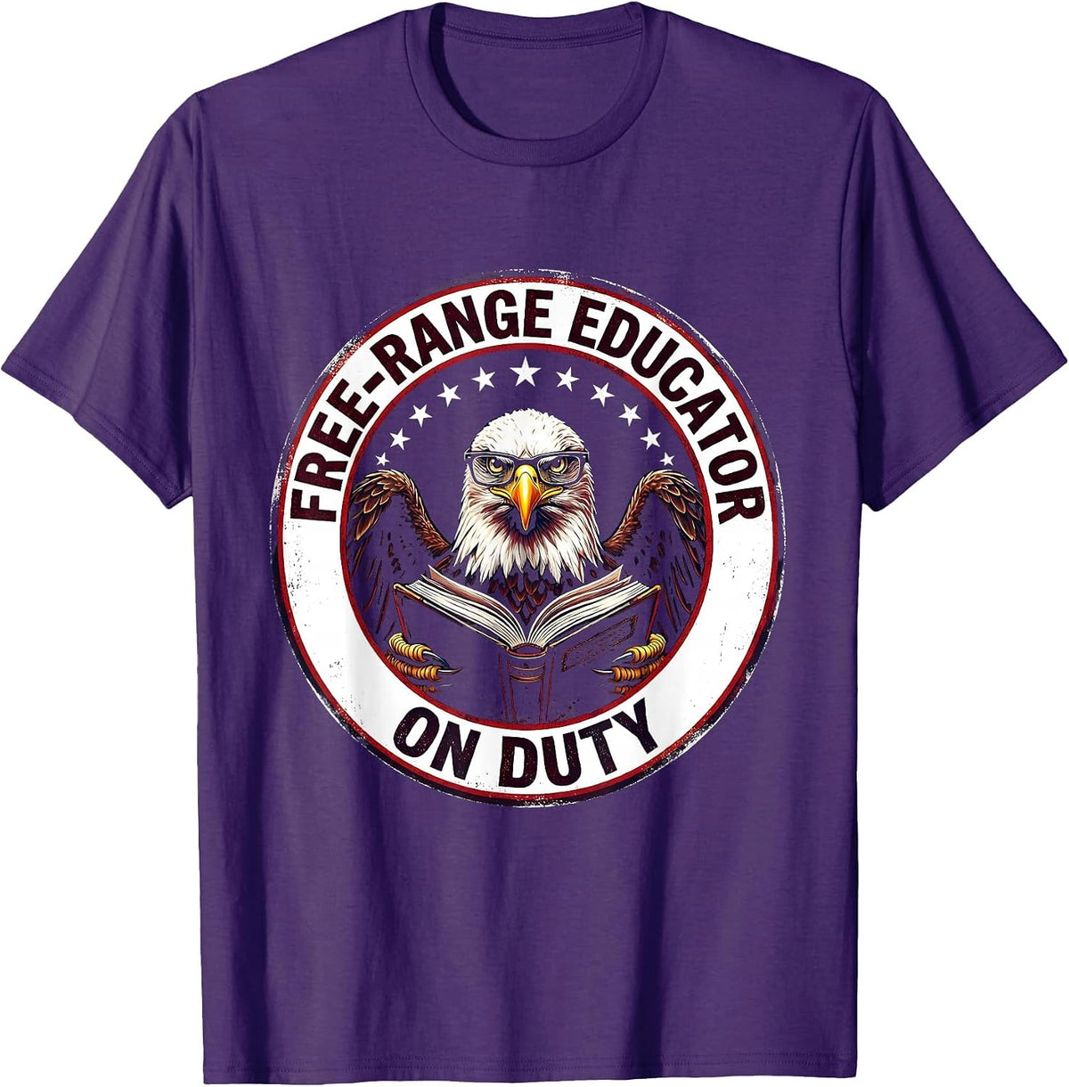 Free-Range Educator On Duty Substitute Teacher T-Shirt - Purple