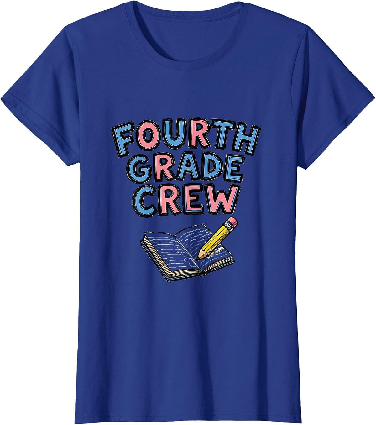 Women's Fourth Grade Crew Back to School Teacher Student Kids T-Shirt - Royal Blue
