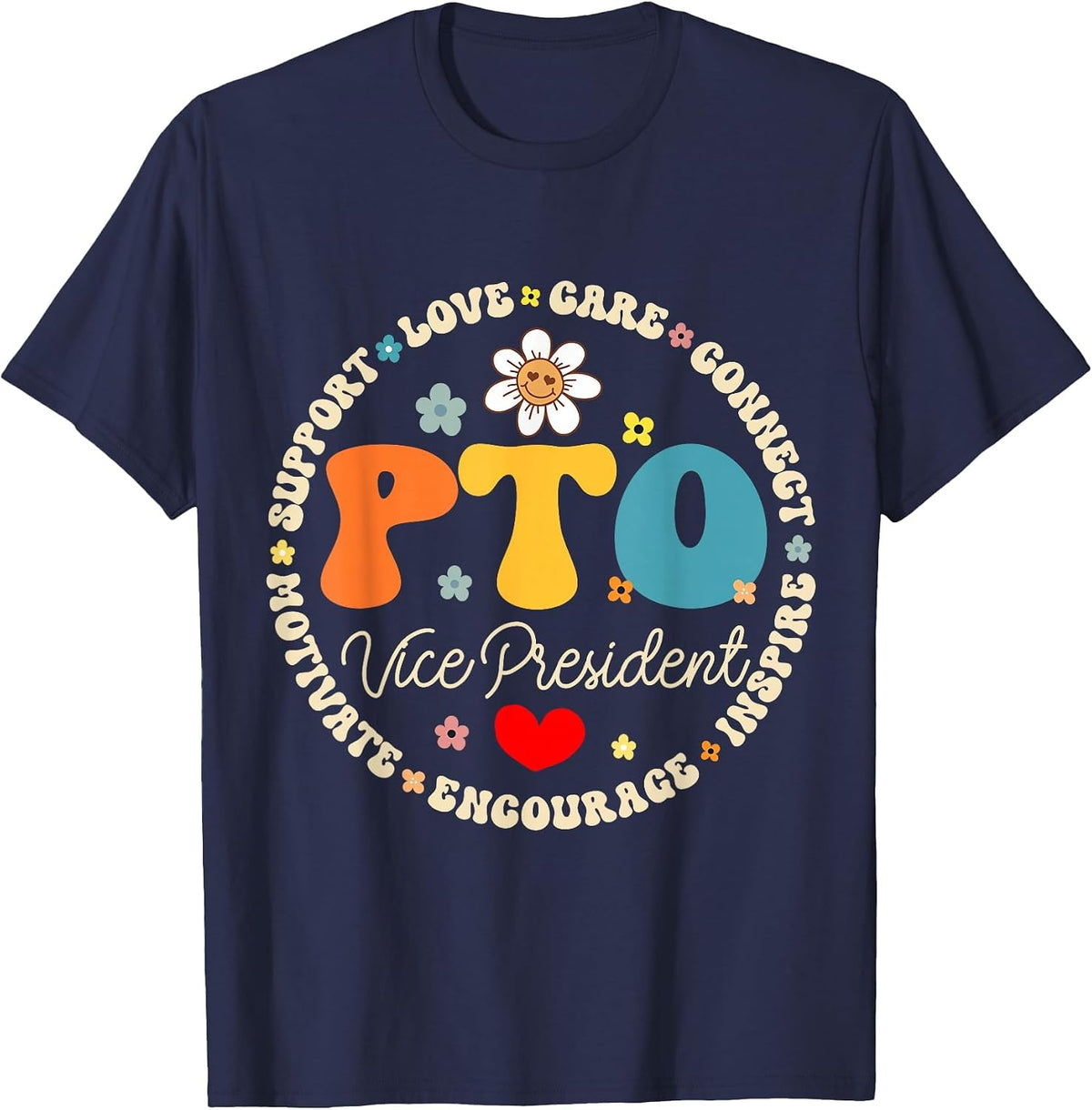 PTO Vice President Back to School Matching Parent Teacher T-Shirt - Navy Blue