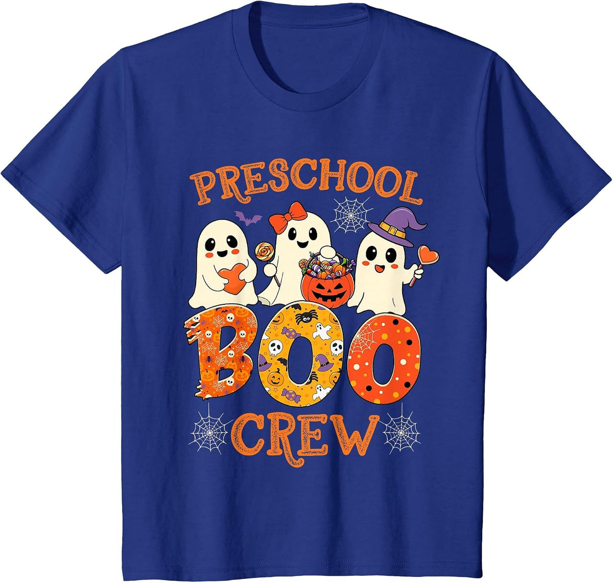 Preschool Boo Crew Funny Halloween Costume for Teacher Kids T-Shirt - Royal Blue