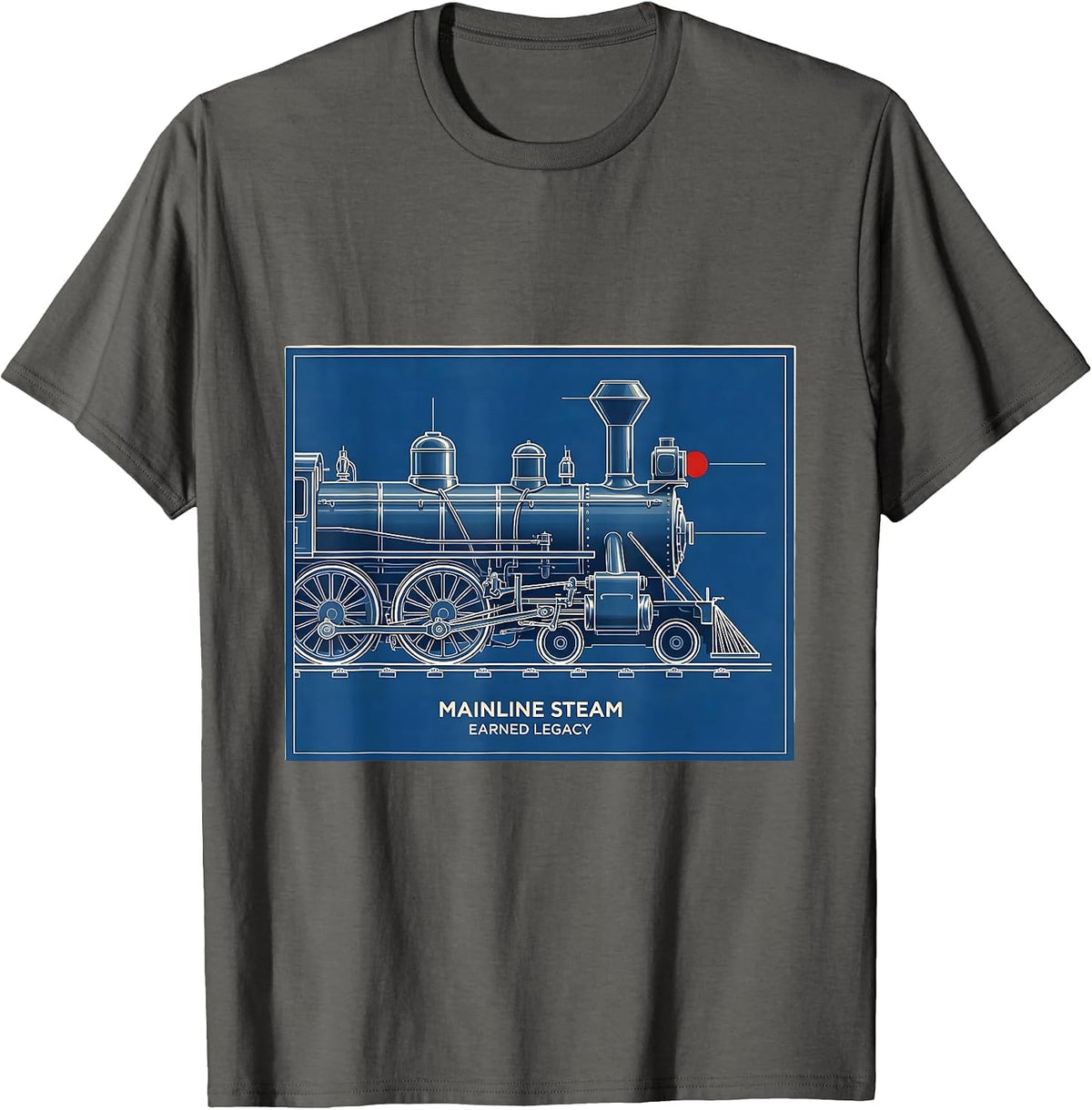 Mainline Steam Earned Legacy Vintage Steam Locomotive T-Shirt, Men, Asphalt Grey, Large - As Pictured