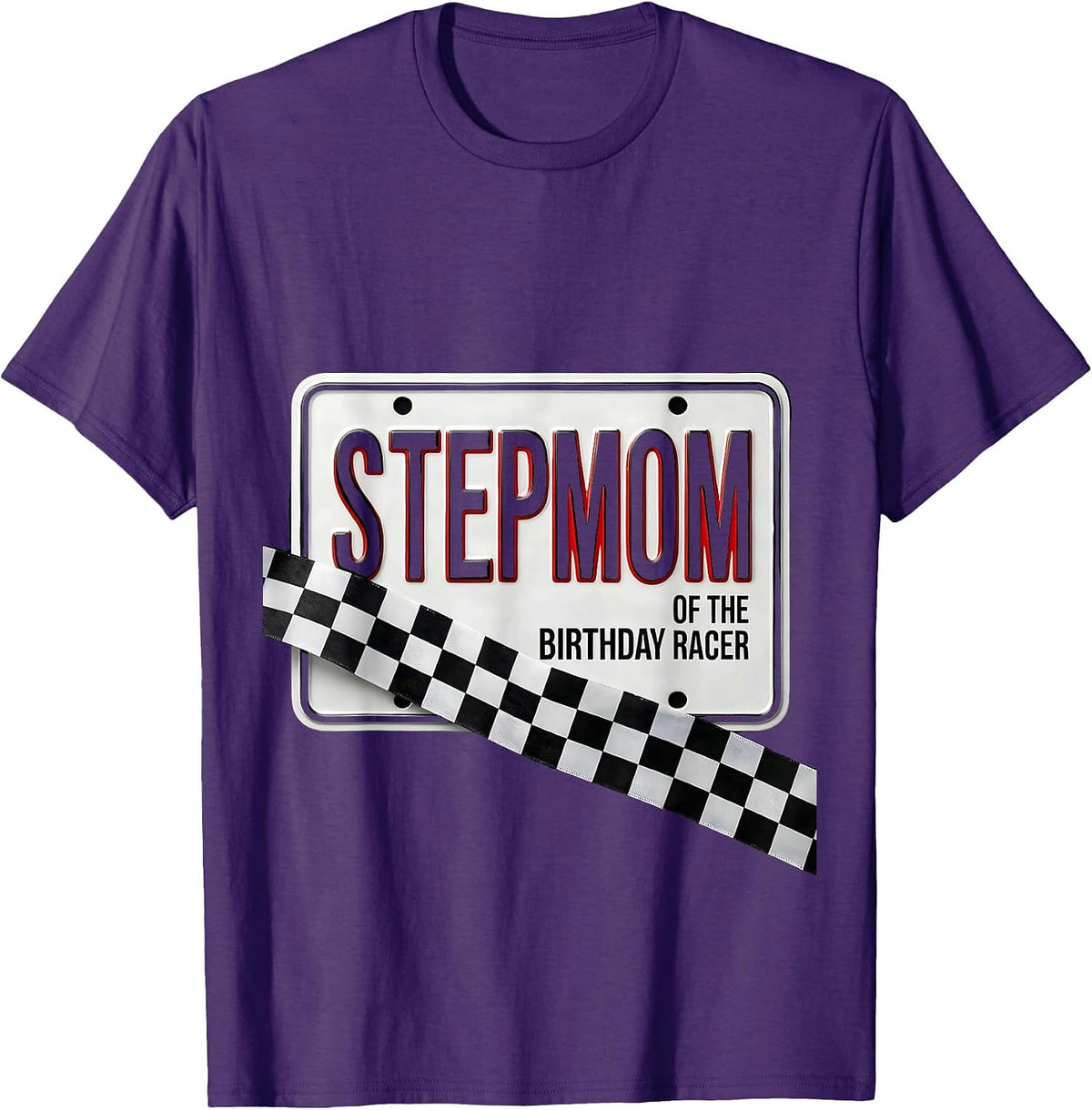 Men's Stepmom Of The Birthday Racer Race Car Birthday Party Family T-Shirt - Purple