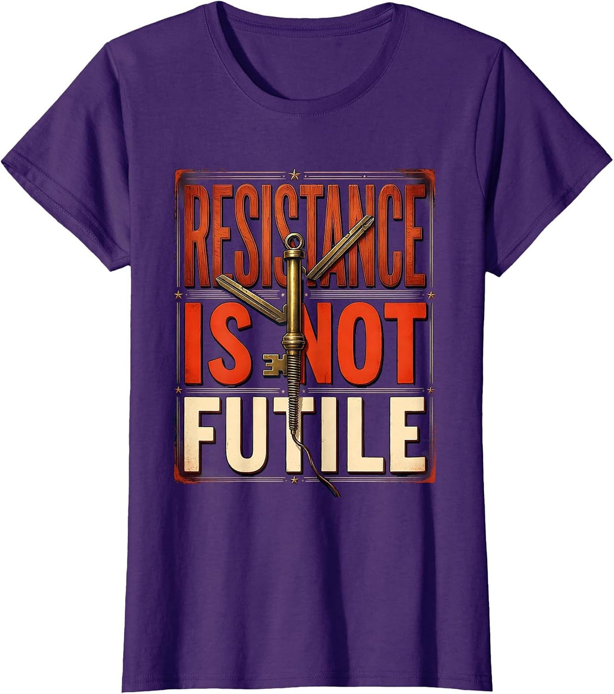 Women's Resistance Is Not Futile Funny Ham Radio Operator Nerdy T-Shirt - Purple