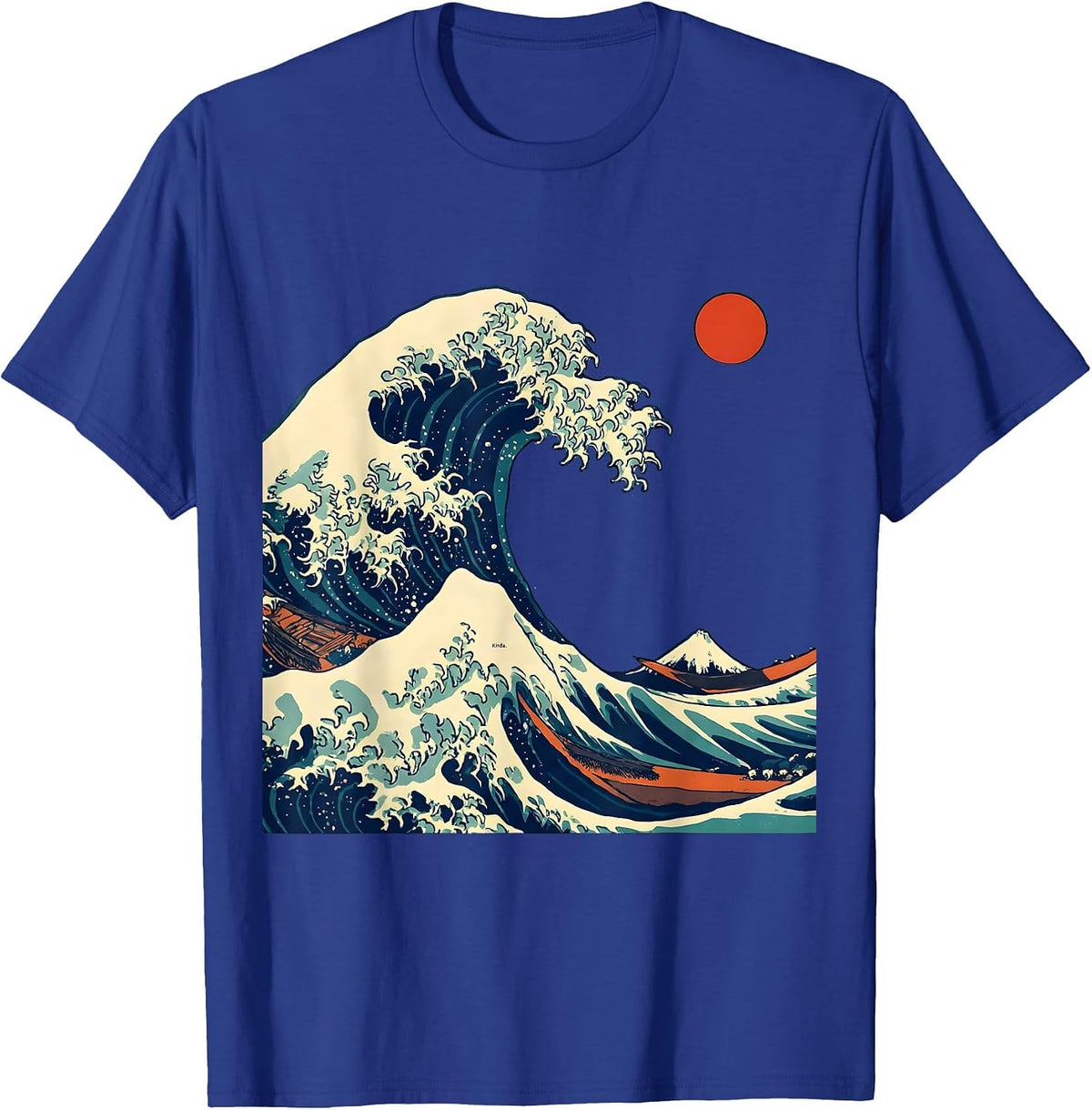Men's Kinda Funny Japanese Art Animal Parody Ukiyo-e Graphic T-Shirt - Royal Blue