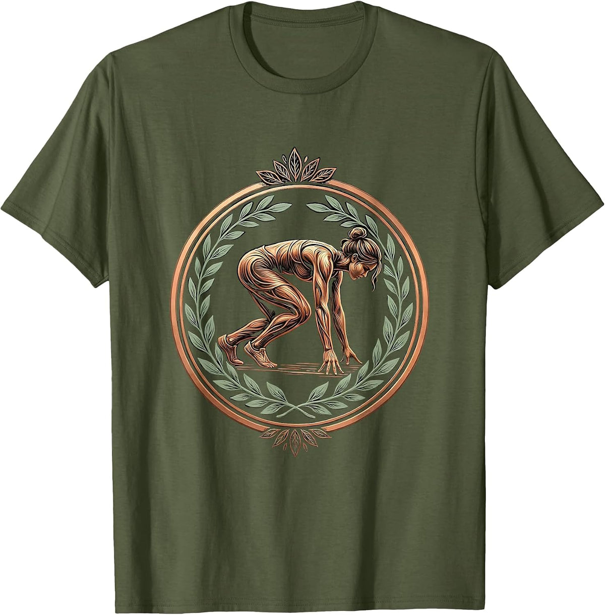 Men's Athlete at the Starting Block Graphic Tee T-Shirt - Olive Green