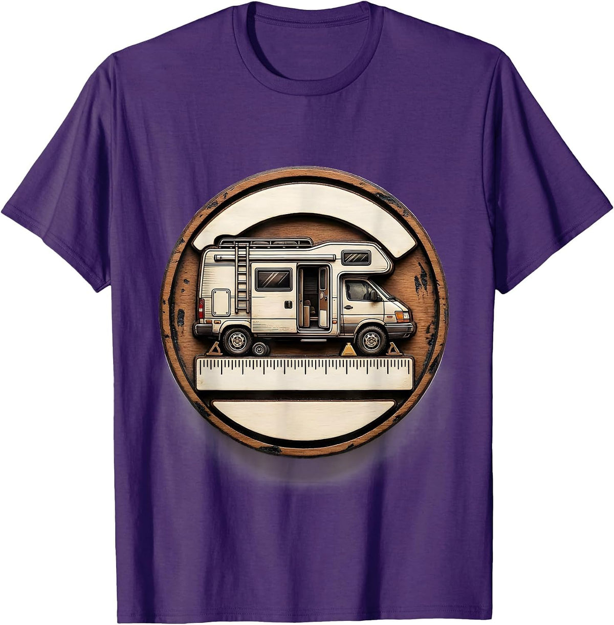 Men's Sealed Camper Van Badge Van Life Road Trip T-Shirt - Purple