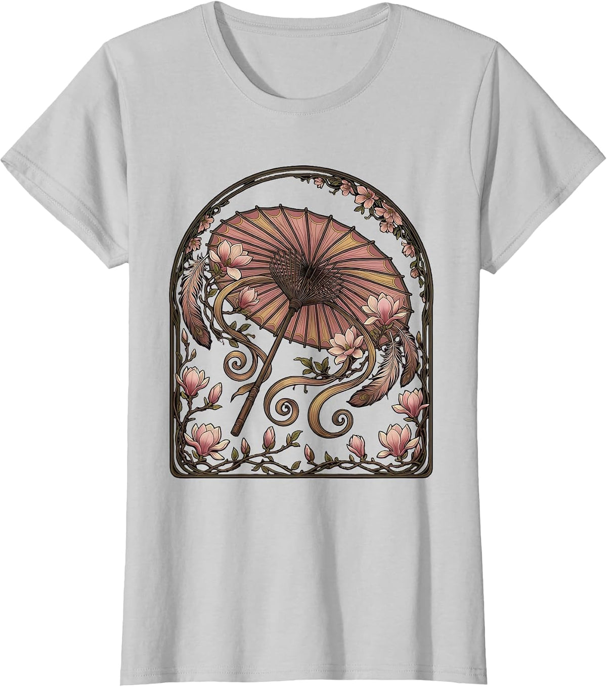 Mardi Gras Second Line Parasol Twirling Design T-Shirt - Silver Grey