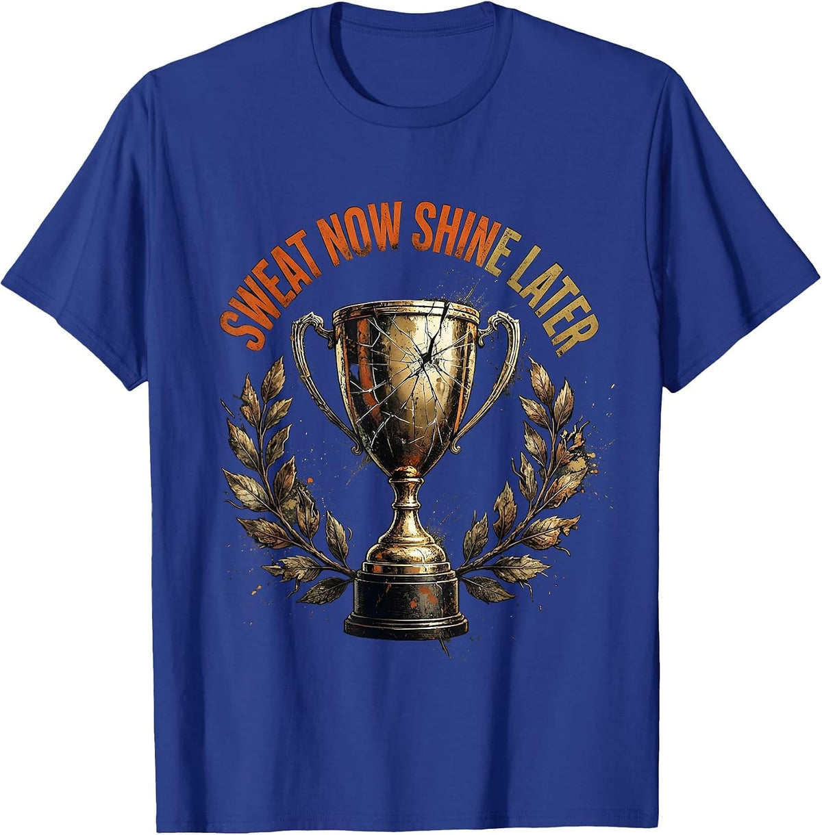 Men's Sweat Now Shine Later Motivational Sports Design T-Shirt - Royal Blue