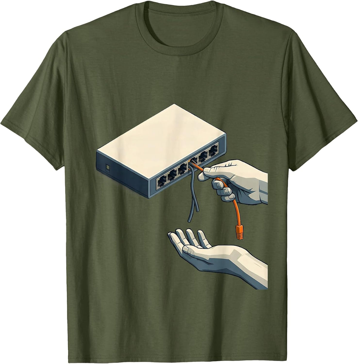 Men's Network Switch Tech Support Humor IT Nerd Gift T-Shirt - Olive Green