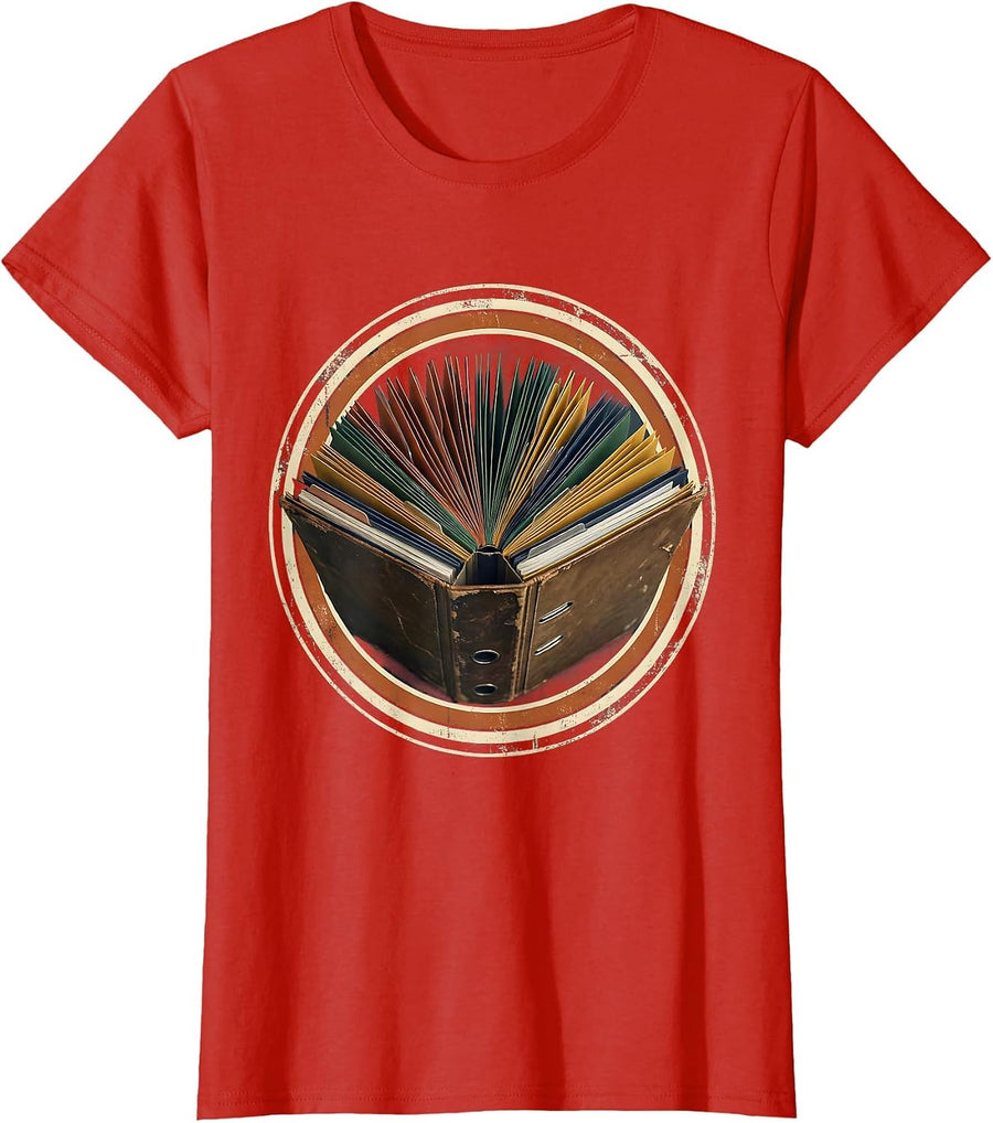 Women's Paraprofessional Overflowing Binder Graphic T-Shirt - Red