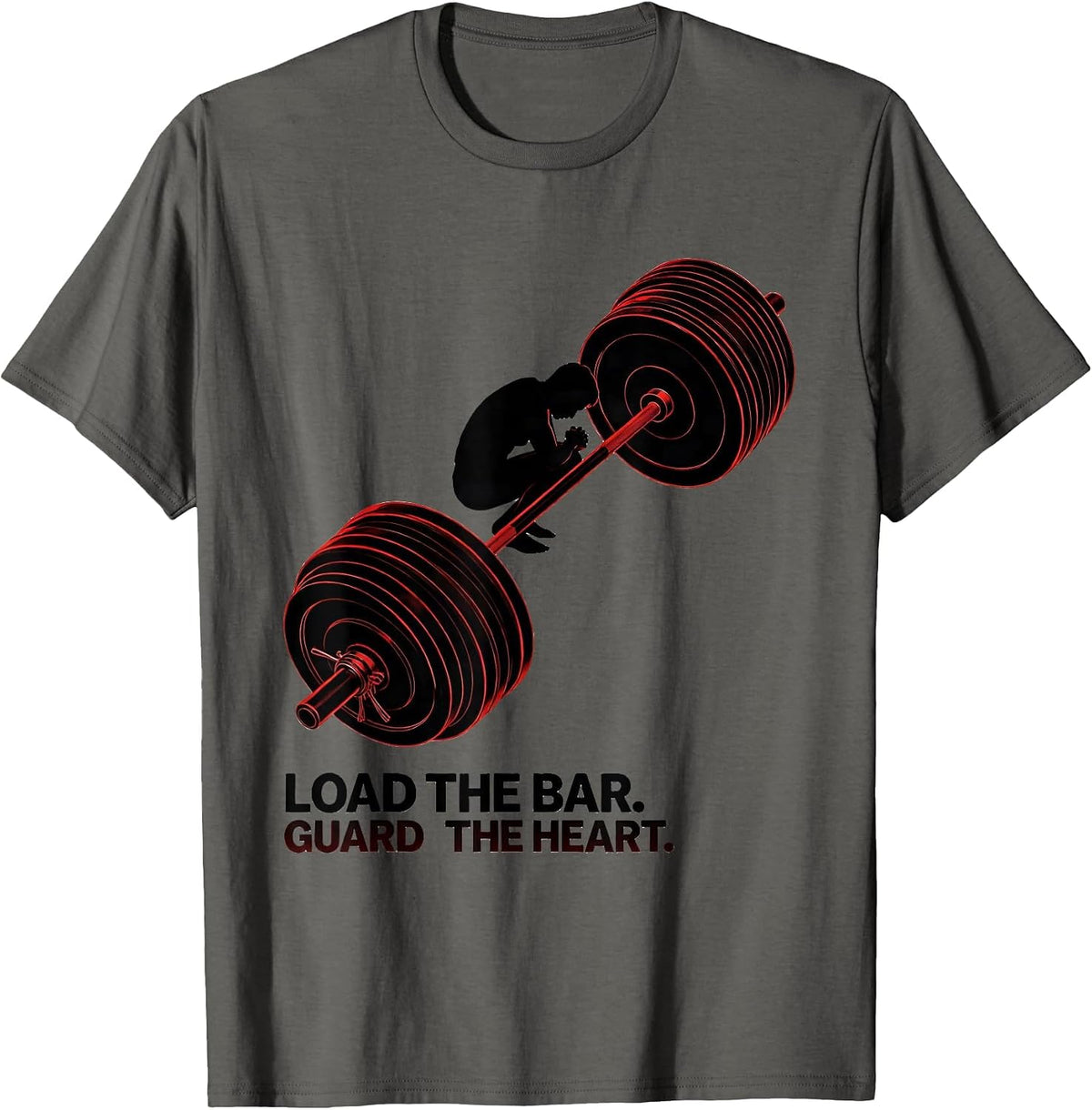 Men's Load The Bar Guard The Heart Funny Christian Gym T-Shirt - Asphalt Grey
