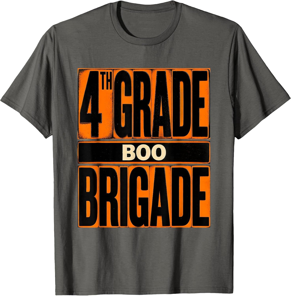 4th Grade Boo Brigade Playful Halloween Teacher School T-Shirt - Asphalt Grey