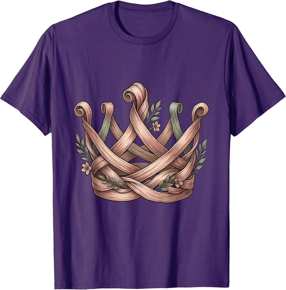 Rainbow Ribbon Crown Pride Graphic T-Shirt - Purple