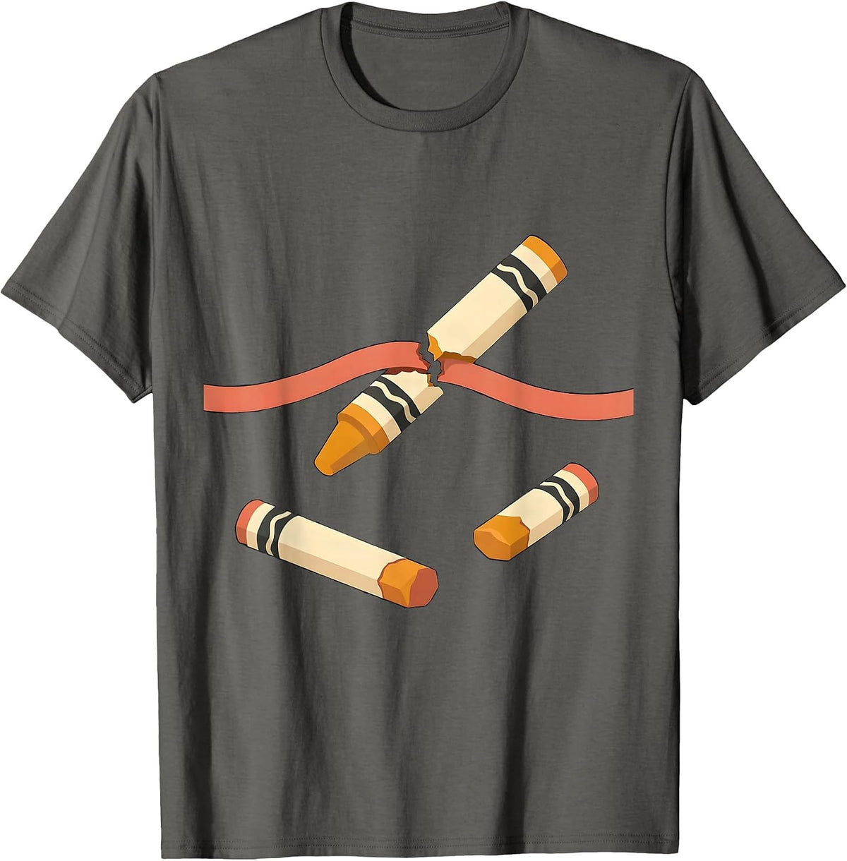 Broken Crayons Awareness Ribbon Mental Health Support T-Shirt - Asphalt Grey