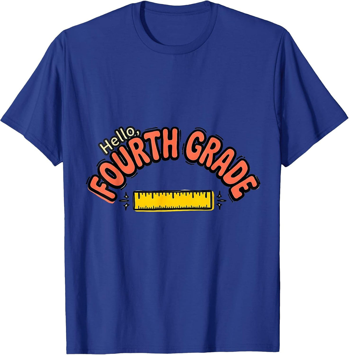 Men's Hello, Fourth Grade Playful Back To School Teacher Student T-Shirt - Royal Blue