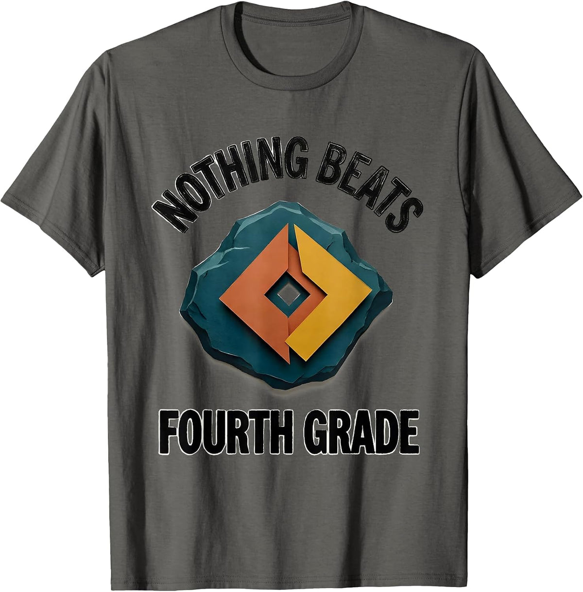 Men's Nothing Beats Fourth Grade Funny Fourth Grade Teacher Back T-Shirt - Asphalt Grey