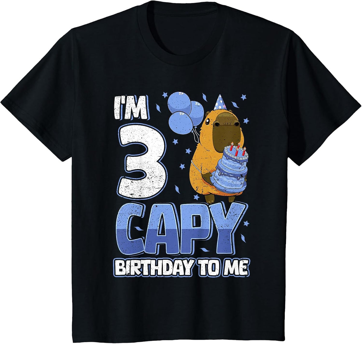 3 Years Capy Birthday to me Boys 3rd Birthday Capybara T-Shirt - Black