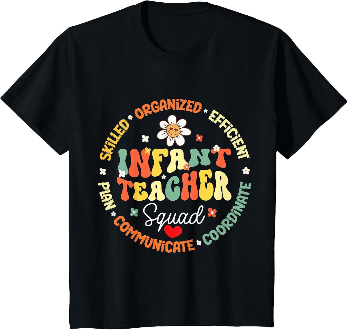 Infant Room Squad Teacher Matching Funny Back to School T-Shirt - Black