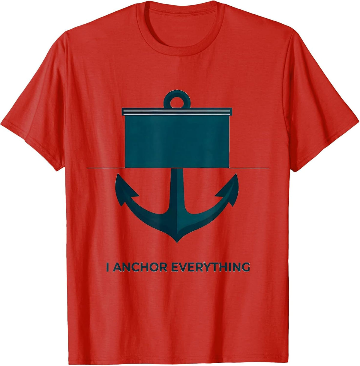 Men's I Anchor Everything Editorial Conceptual Teacher Frog Back T-Shirt - Red