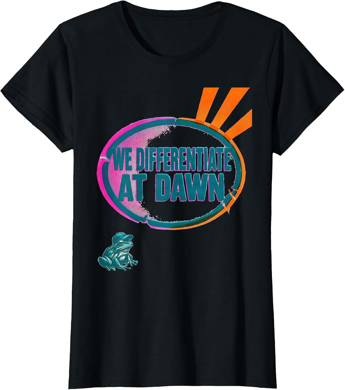 Women's We Differentiate At Dawn Funny Teacher Frog Back to School T-Shirt - Black
