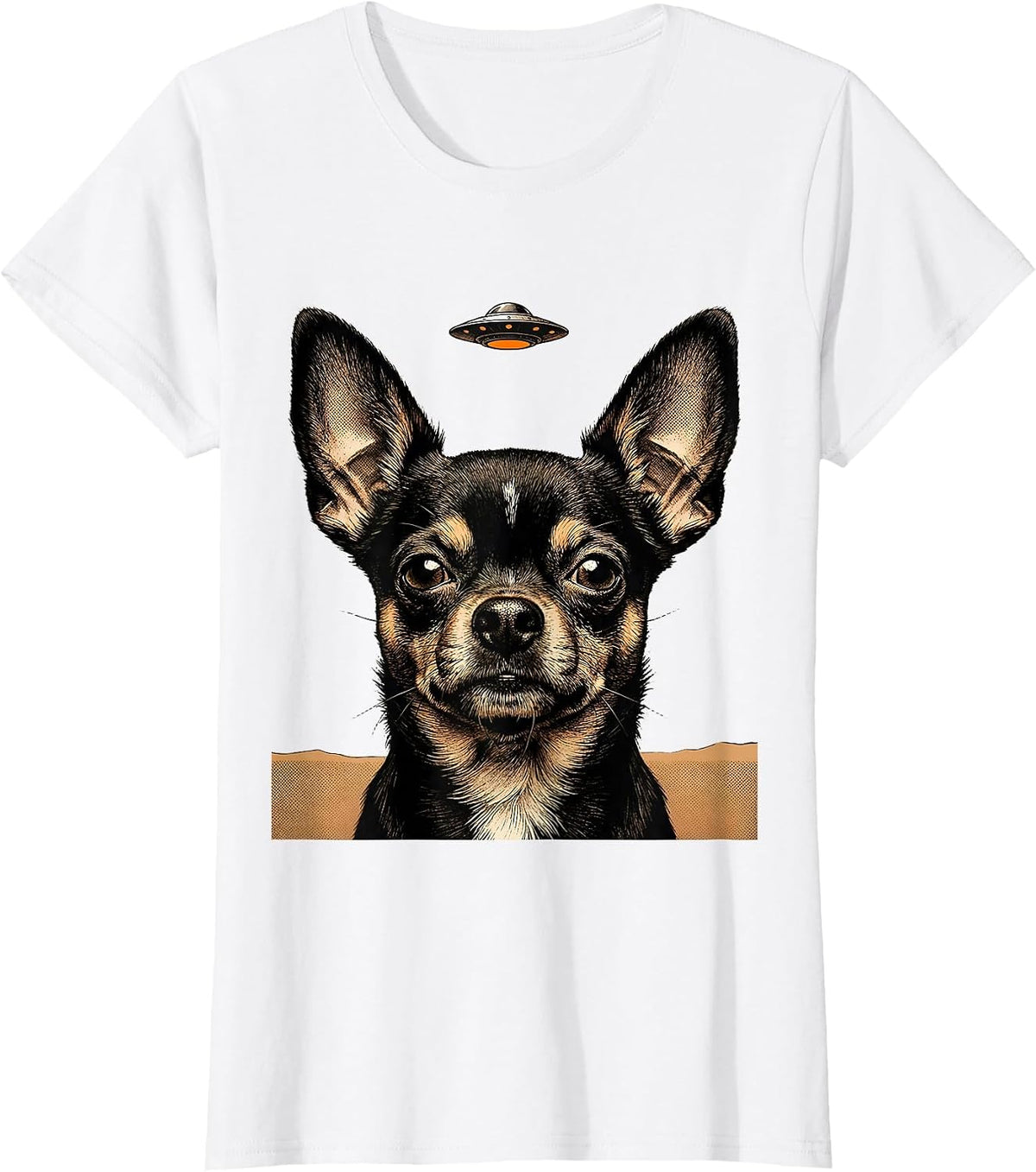 Chihuahua UFO Abduction Funny Dog Art T-Shirt - White