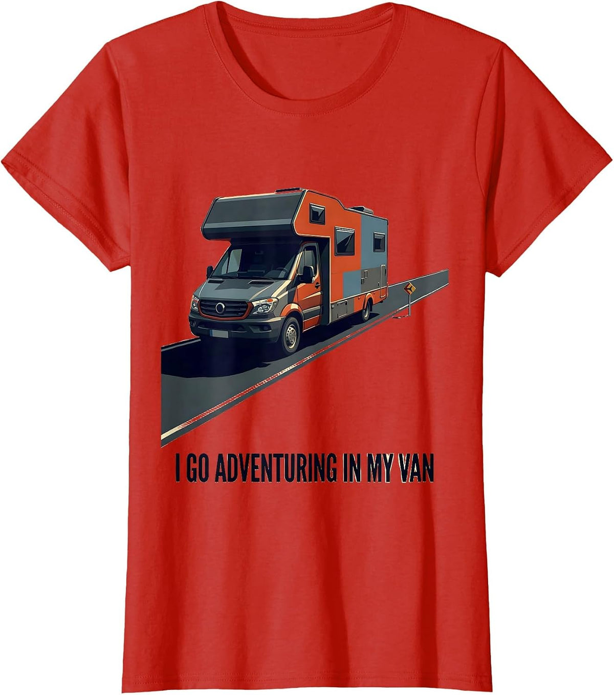 I Go Adventuring In My Van Vintage Van Life Road Trip T-Shirt - Red